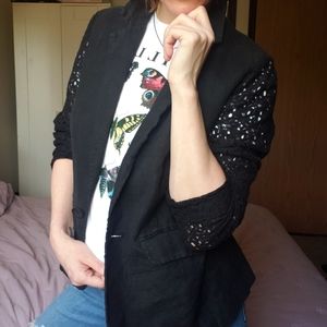 Bcbg paris linen and lace blazer 6